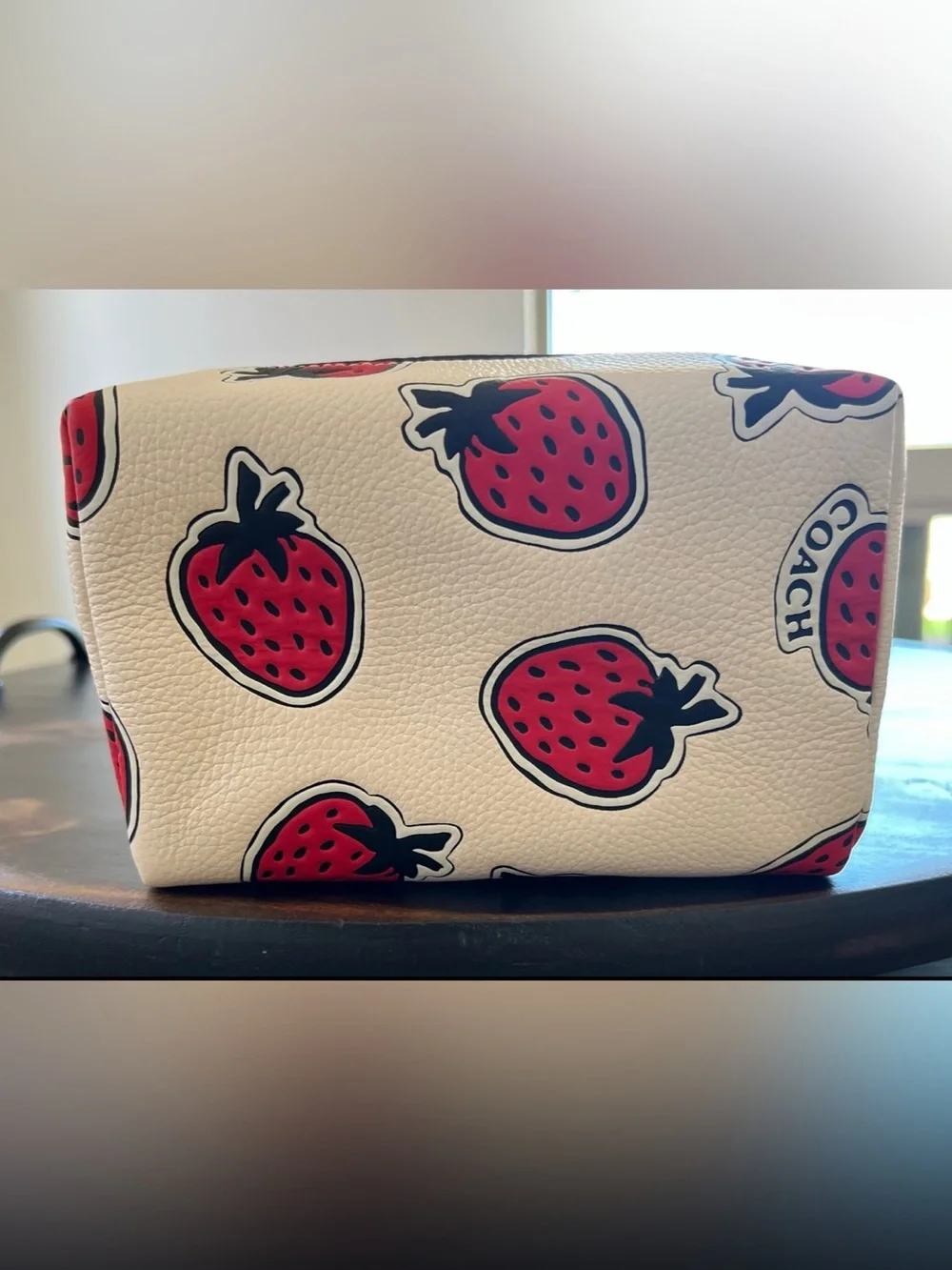 Coach Strawberry Print Cosmetic Bag Pouch